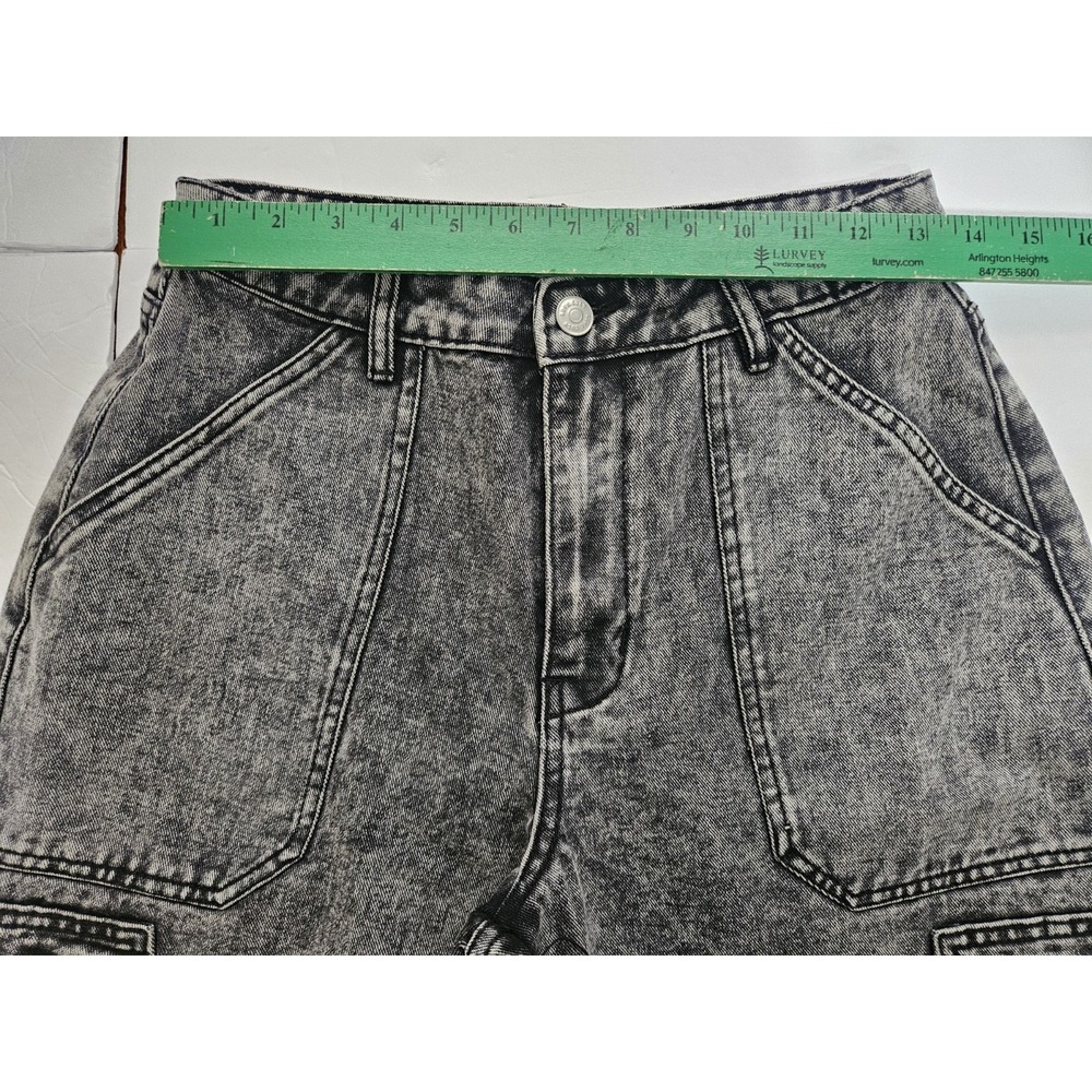 Love Cult Womens Wide Leg Cargo Black Acid Wash Size Small Baggy Denim Y2K - Picture 10 of 10